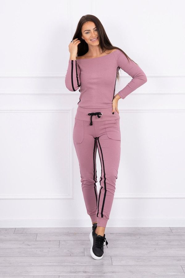 marka niezdefiniowana Set with double stripe in dark pink color