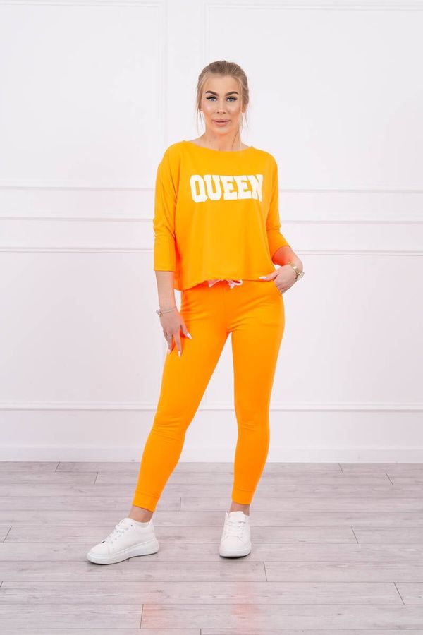 marka niezdefiniowana Set with orange neon Queen print