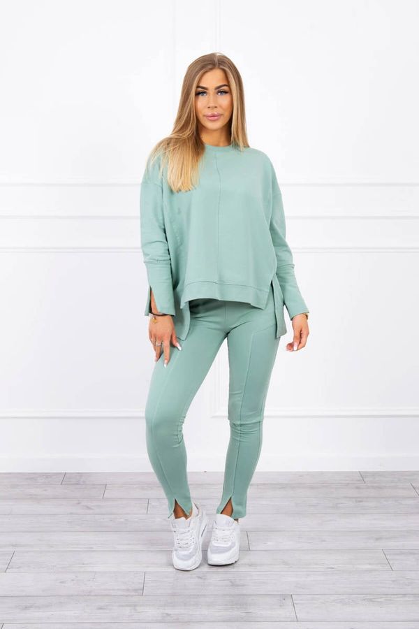 marka niezdefiniowana Set with oversize blouse in dark mint color