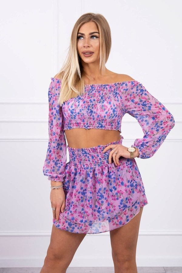 marka niezdefiniowana Set with purple flowers