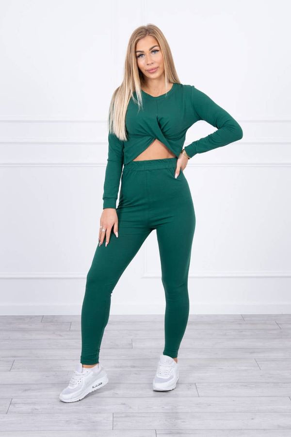 marka niezdefiniowana Set with ruffles on a green blouse