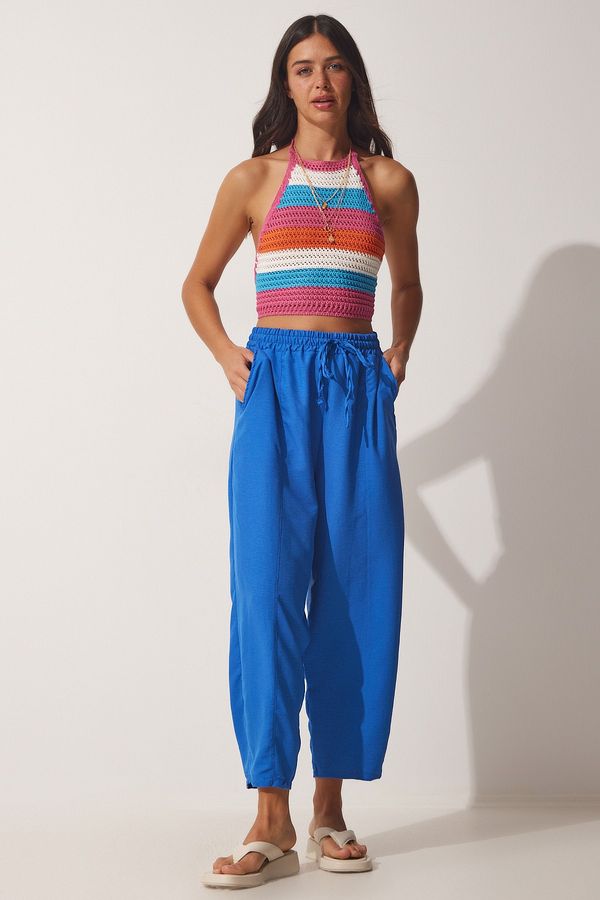 Happiness İstanbul Щастие İstanbul Дамски тъмно синьо бельо торбести панталони