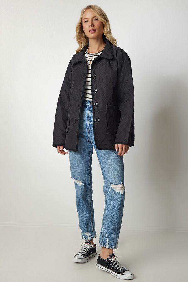 Happiness İstanbul Щастие İstanbul жените черна риза яка ватирани сезонно яке