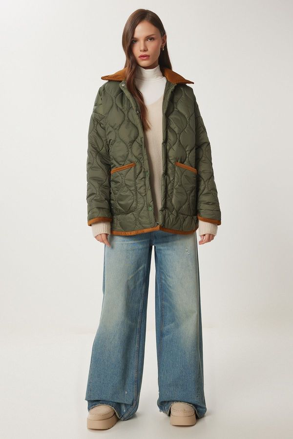 Happiness İstanbul Щастие İstanbul жените каки поло яка ватирани палто с джоб