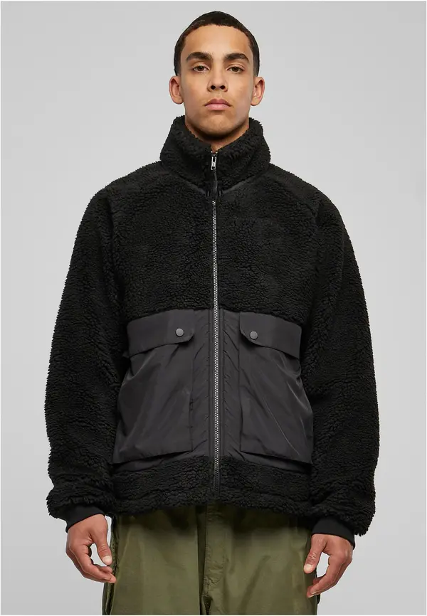 Urban Classics Sherpa Short Raglan Jacket Black/Black