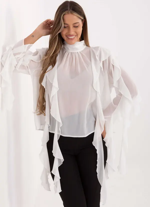 Factory Price Шифонена блуза с волани