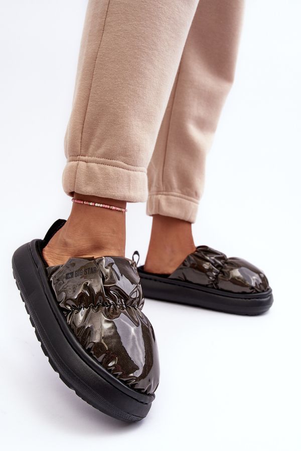 BIG STAR SHOES Shiny Women's Slippers Black Big Star