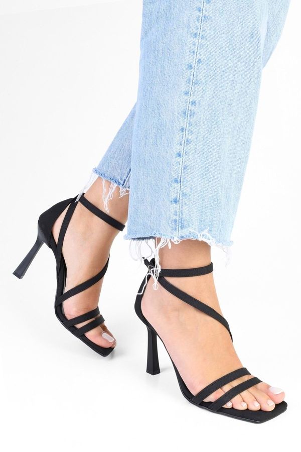 Shoeberry Shoeberry Women's Mules Black Satin Heeled Shoes