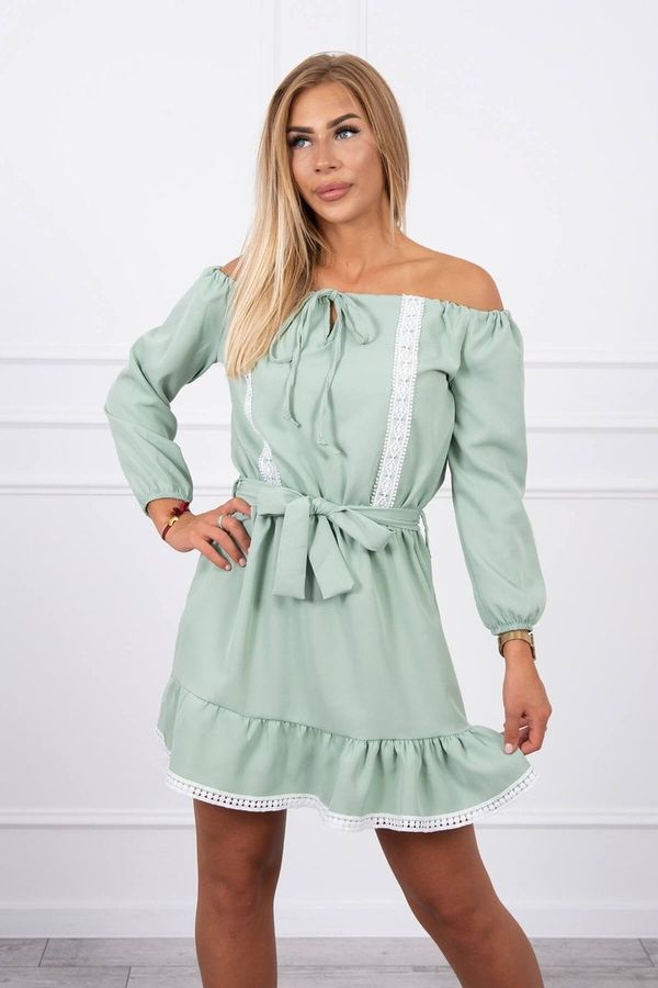 marka niezdefiniowana Shoulder dress and lace light green