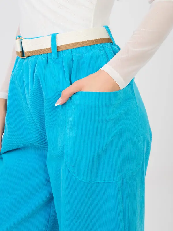 RUE PARIS Сини кадифени панталони 7/8 RUE PARIS