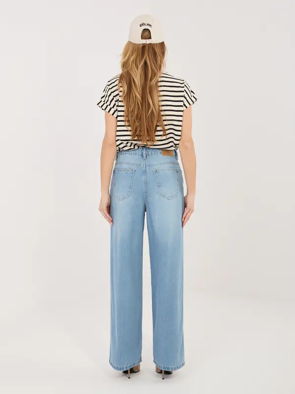 Sublevel Сини широки дънки с връзки