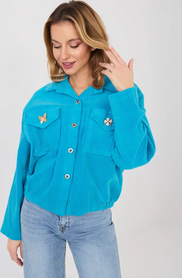 RUE PARIS Синьо щраусово яке с яка