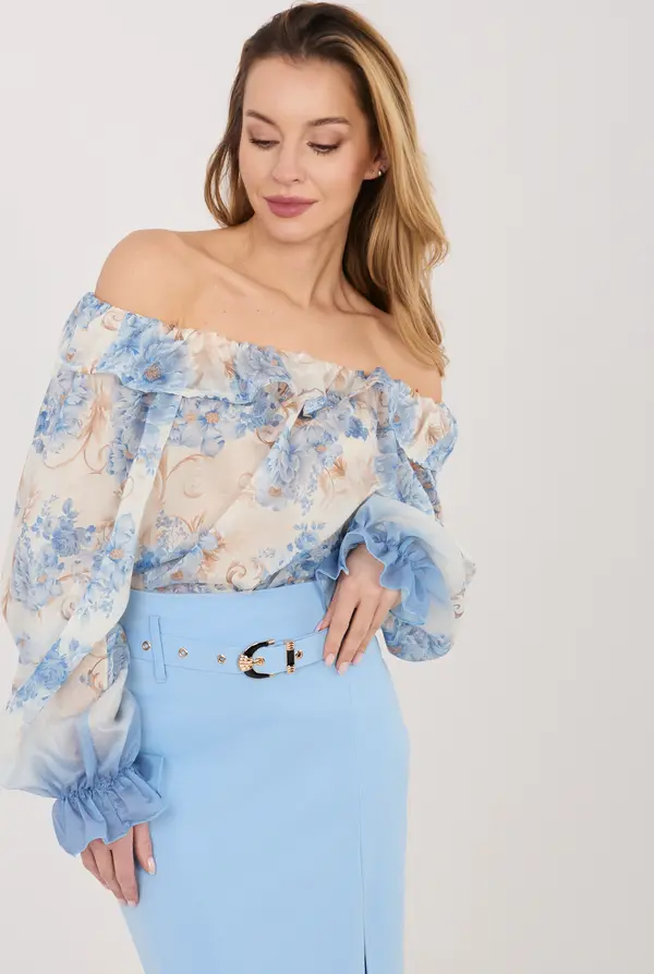 Italy Moda Синя дамска блуза с открити рамене