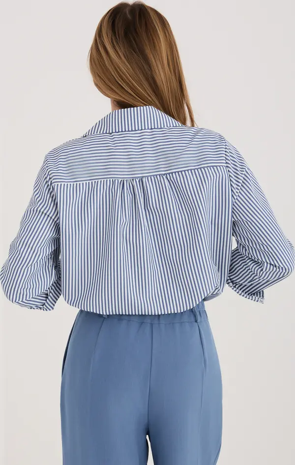 Factory Price Синя дамска риза с яка