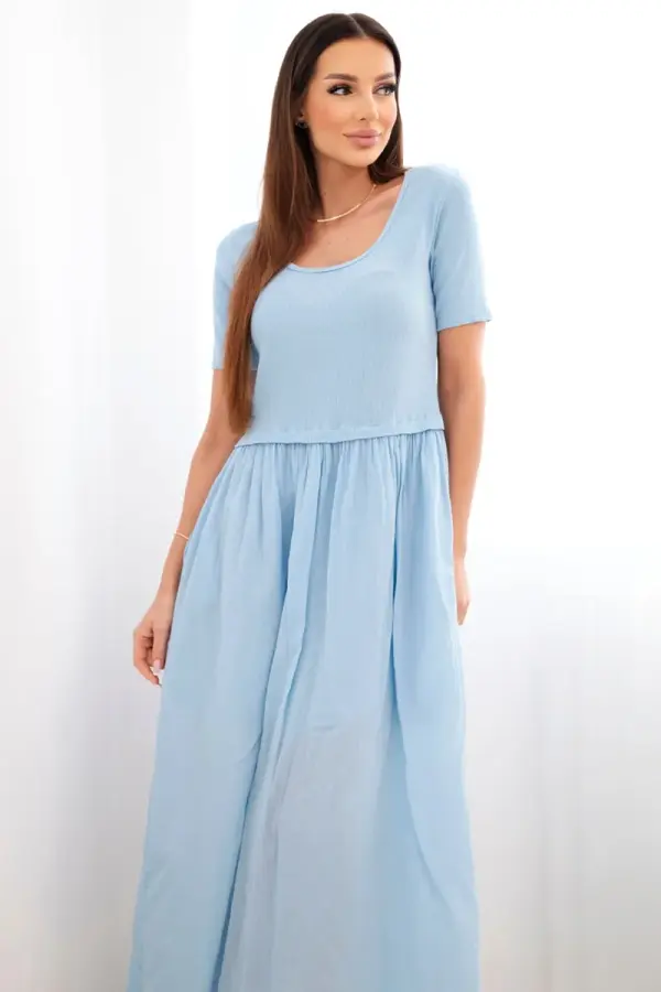 Kesi Włoski Синя миди рокля с къс ръкав