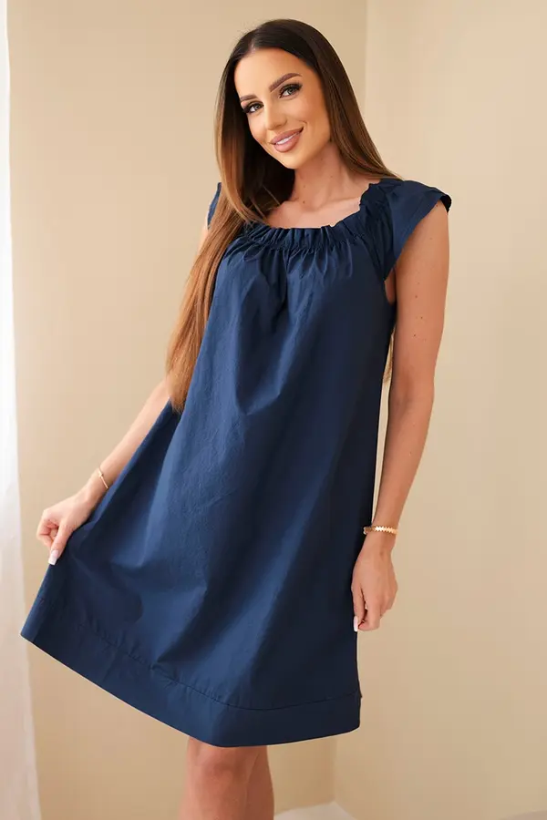 Kesi Włoski Синя рокля Kesi с плисирано деколте