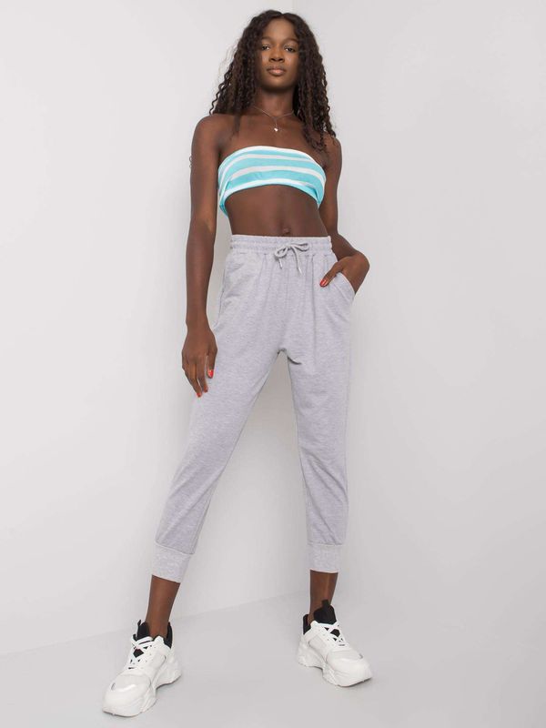 Fashionhunters Сив дамски памучен панталон