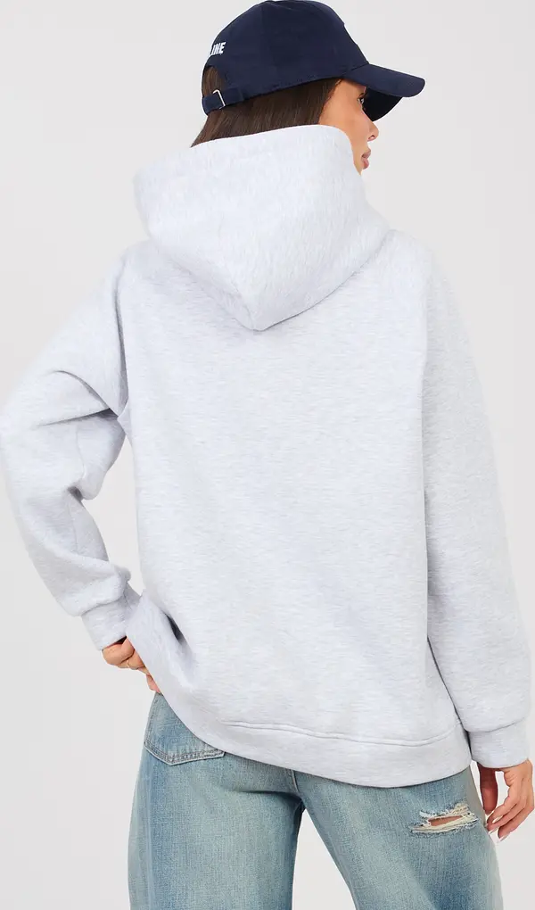 RUE PARIS Сив оувърсайз суитшърт с надпис Prosecco