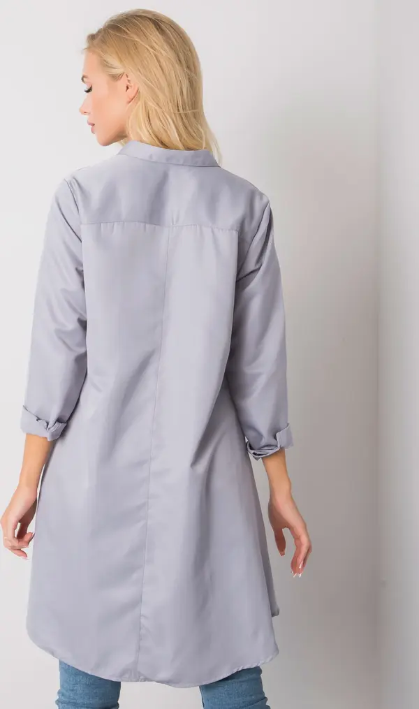 ex moda Сива риза с удължен гръб