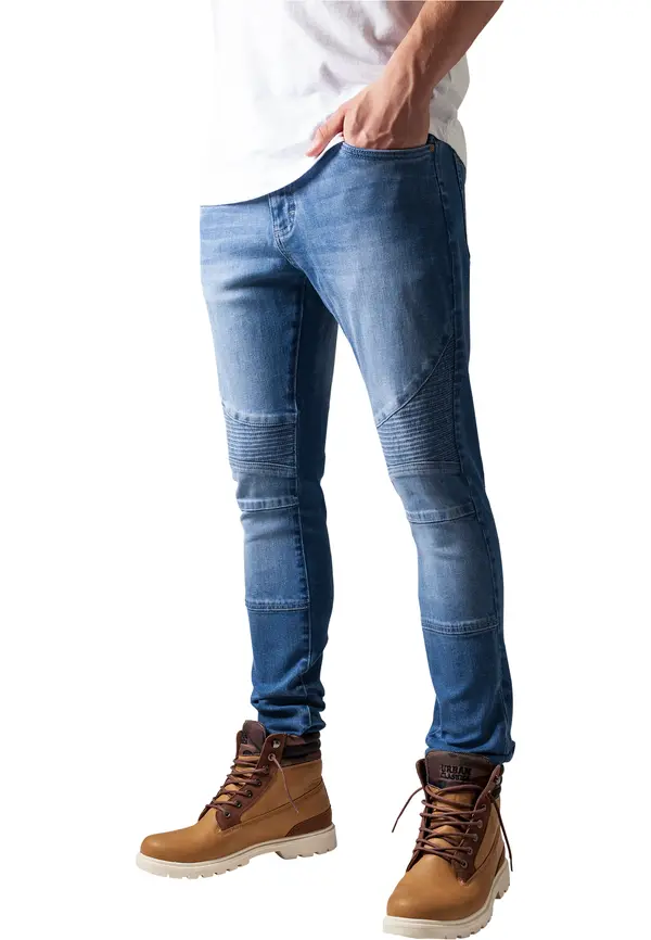 Urban Classics Slim Fit Biker Jeans Blue Washed