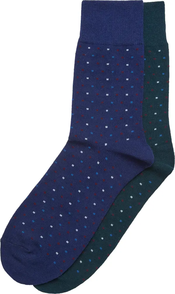 Urban Classics Small Multicolor Dots Socks 2 Pack Black/Navy Blue/Multicolor