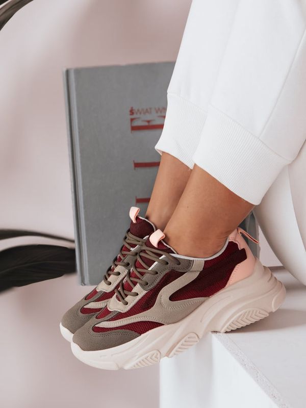 DStreet Sneakersy damskie na platformie VISTALA bordowe Dstreet