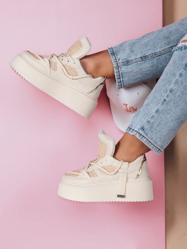 DStreet Sneakersy damskie na wysokiej platformie UPSOLE natura Dstreet