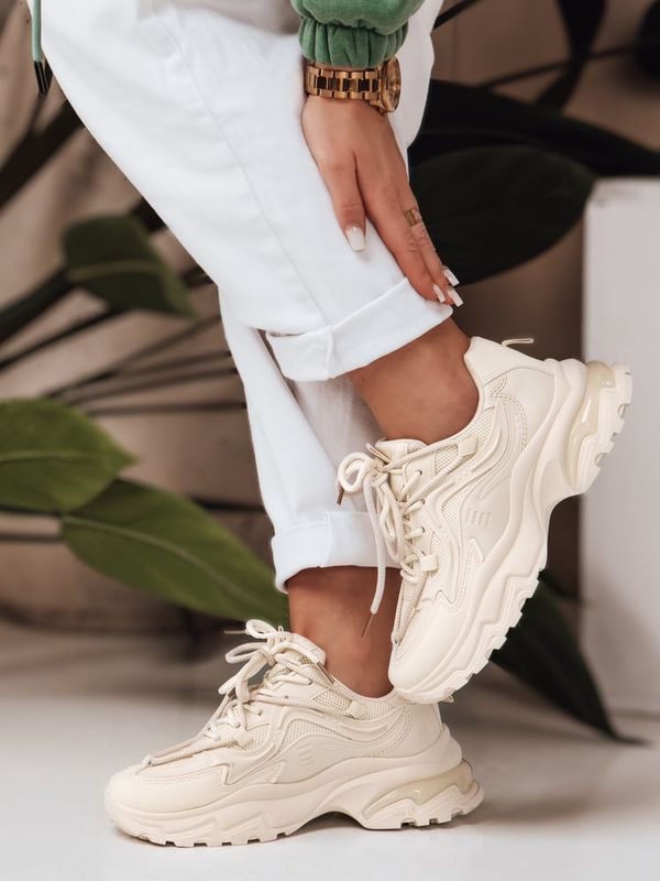 DStreet Sneakersy damskie z grubszą podeszwą LUXTRAIL beżowe Dstreet