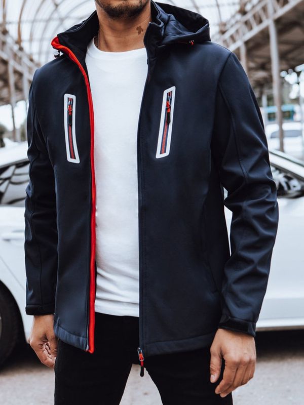 DStreet Softshellowa kurtka męska z kapturem granatowa Dstreet