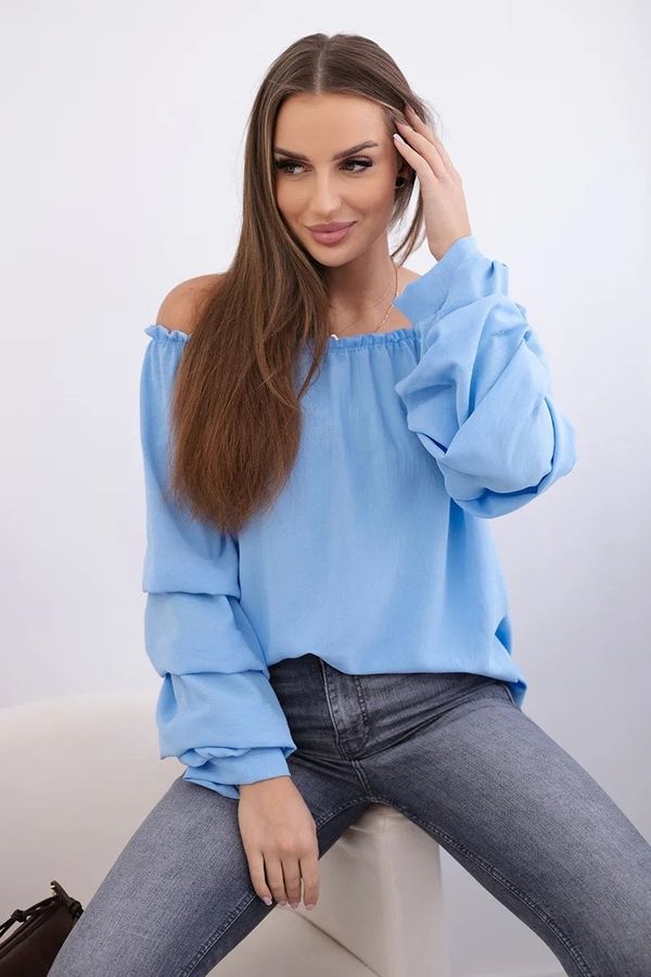 Kesi Włoski Spanish blouse with decorative sleeves blue