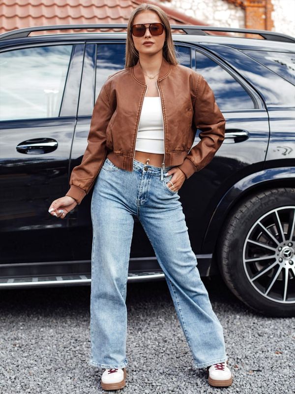 DStreet Spodnie damskie JEANFLOW jeansowe wysoki stan z szerokimi nogawkami jasno niebieskie Dstreet