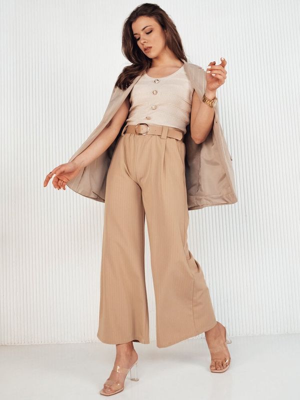 DStreet Spodnie damskie wide leg ALZUR beżowe Dstreet