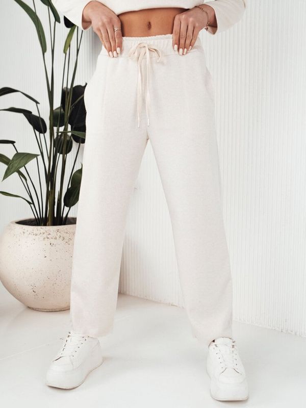 DStreet Spodnie damskie wide leg LURION ecru Dstreet