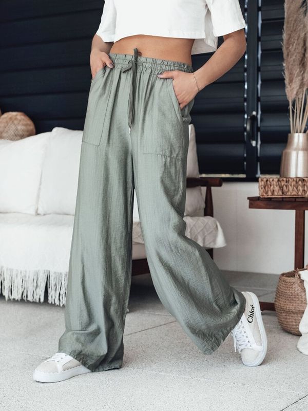 DStreet Spodnie damskie wide leg NAMAYAS khaki Dstreet
