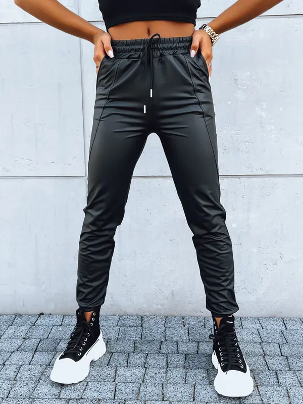 DStreet Spodnie damskie woskowane EBONY NIGHT czarne Dstreet