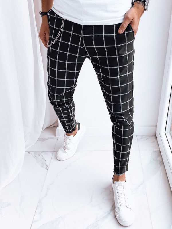 DStreet Spodnie męskie casual w kratę czarne Dstreet