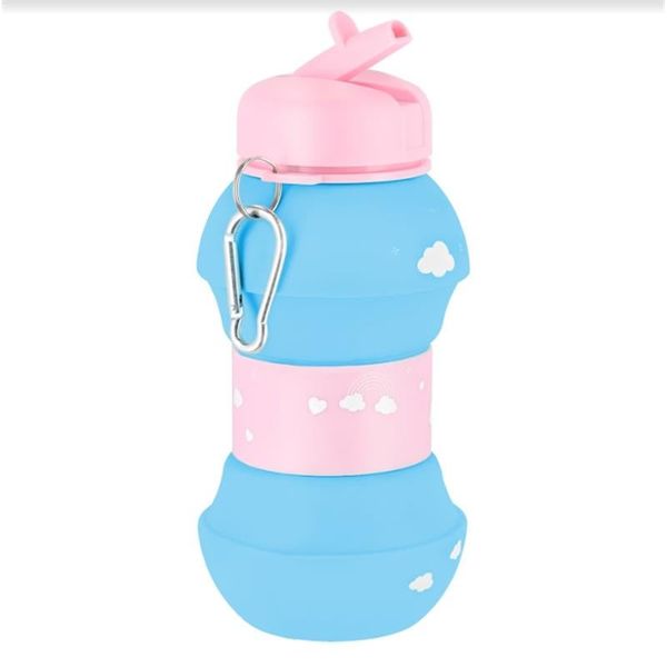 Spokey Spokey CORT Skladacia silikónová fľaša, modro-ružová, 0,52 l