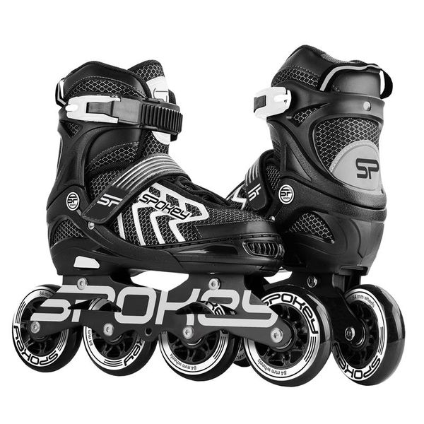 Spokey Spokey KHAN Kolieskové korčule, čierno-biele, ABEC7 Carbon, veľ. 31-34