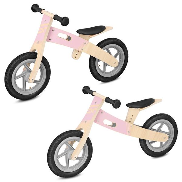 Spokey Spokey WOO-RIDE DUO Children's wooden balance bike 2in1, pink