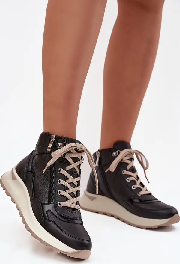 Zazoo Спортни дамски боти на платформа от естествена кожа Zazoo