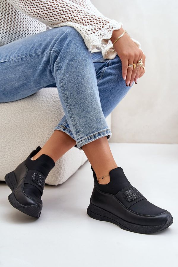 ARTIKER Спортни кожени обувки на платформа черни Artiker
