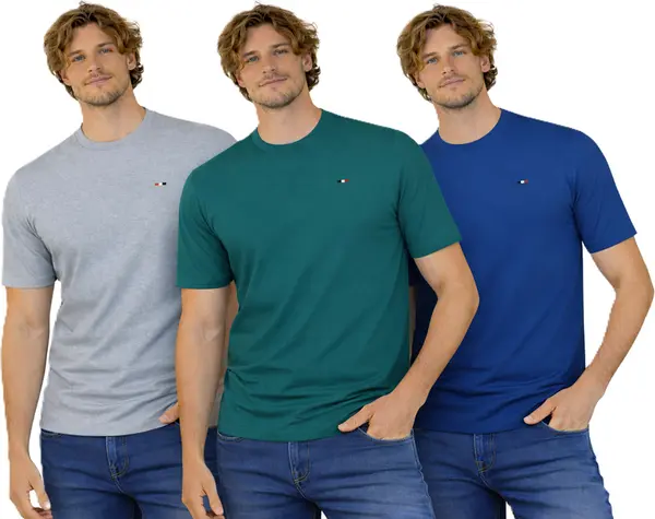 STARLEE Starlee - Мъжка тениска 3 бр. - Индиго, Сиво, Зелено