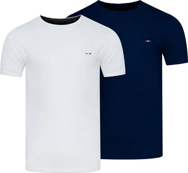 STARLEE Starlee - Мъжка тениска, комплект от 2 броя, бяла и тъмносиня