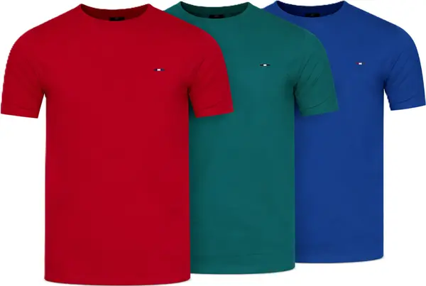 STARLEE Starlee - Мъжка тениска с 3 броя, червена, тюркоазена, синя