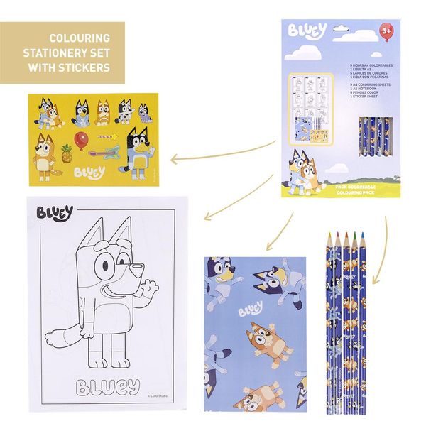 BLUEY STATIONERY SET COLOREABLE BLUEY