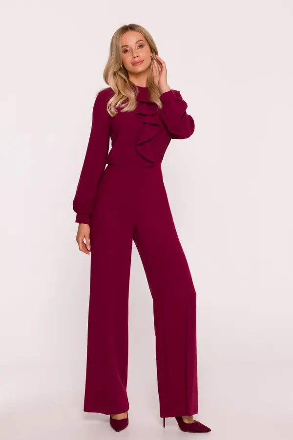 Stylove Стилен дамски елегантен гащеризон с волани