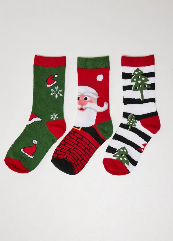 Urban Classics Stripe Santa Christmas Socks - 3-Pack multicolor