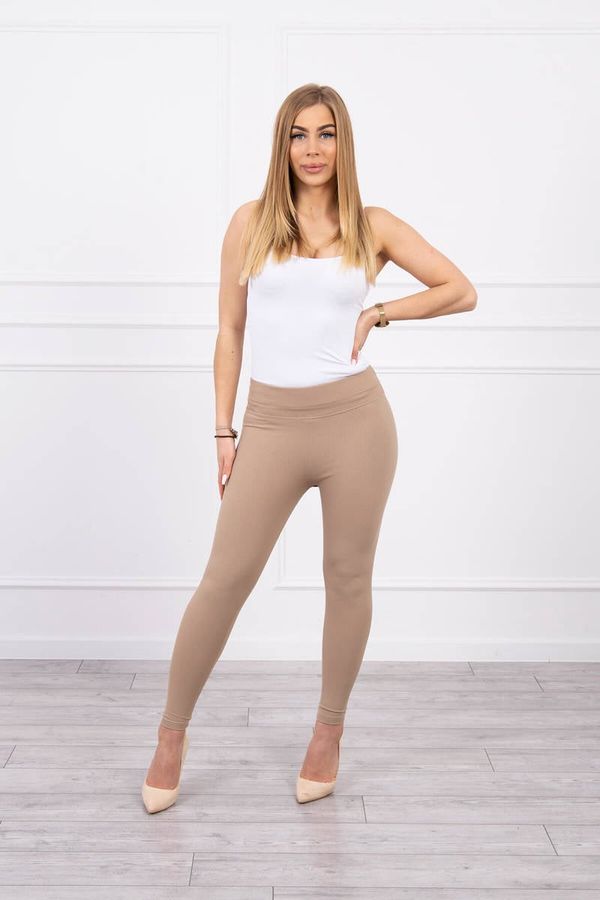 marka niezdefiniowana Striped leggings pants beige