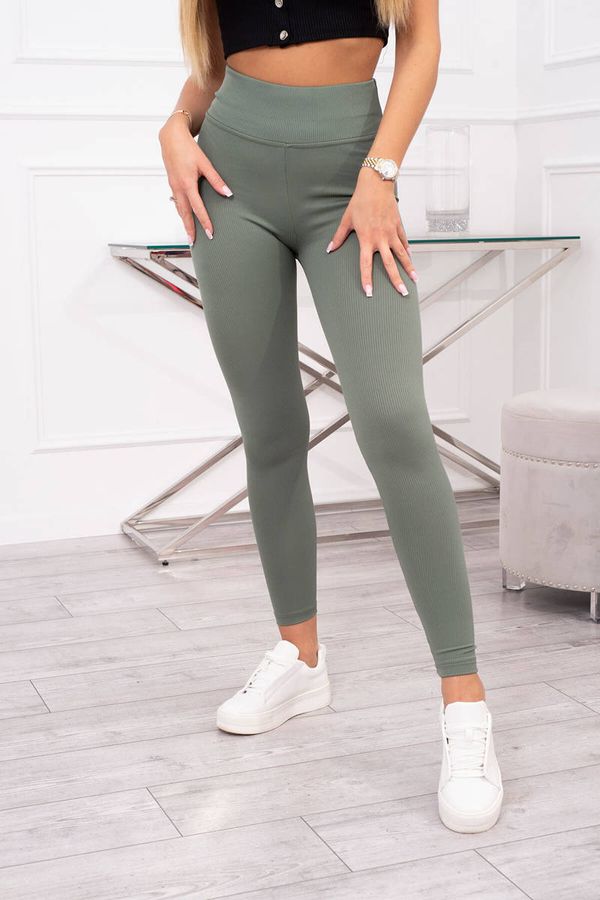 marka niezdefiniowana Striped leggings trousers dark mint
