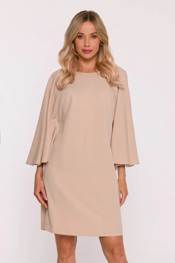 Stylove Stylove Woman's Dress with batwing sleeves - beige